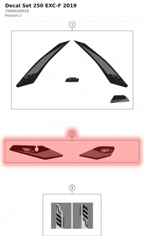 Diagram preview: Decal Set 250 EXC-F 2019 (79608198018)
