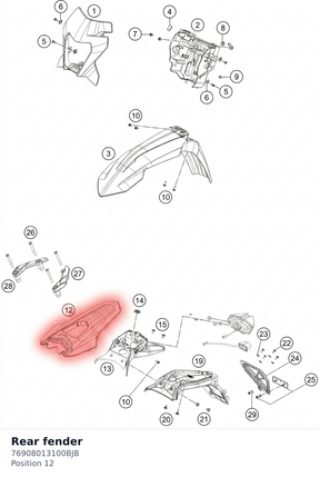 Diagram preview: Rear fender (76908013100BJB)