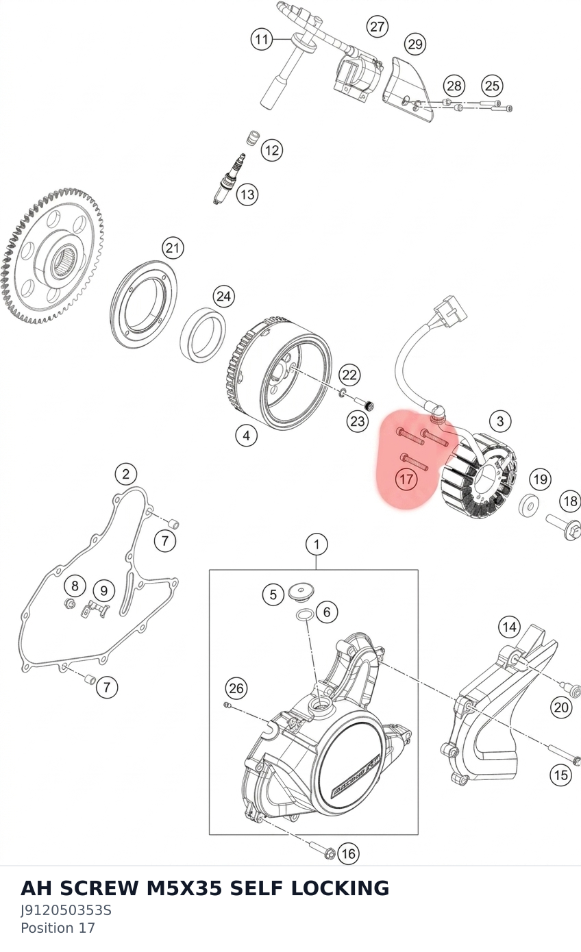 Diagram preview: AH SCREW M5X35 SELF LOCKING (J912050353S)