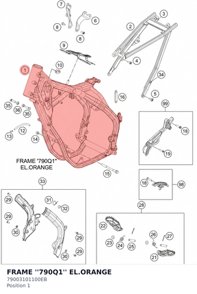 Diagram preview: FRAME ''790Q1'' EL.ORANGE (79003101100EB)