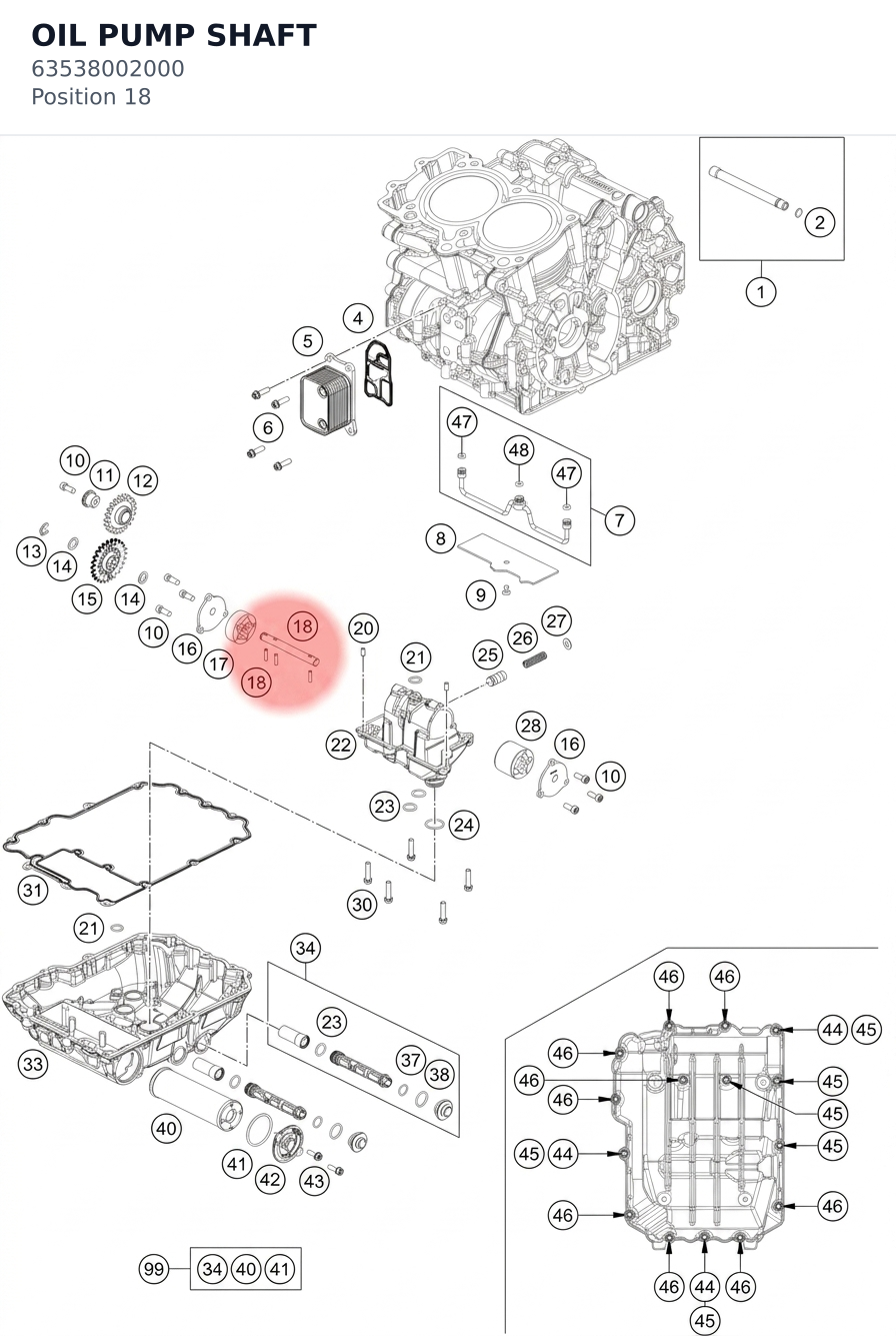 Diagram preview: OIL PUMP SHAFT (63538002000)