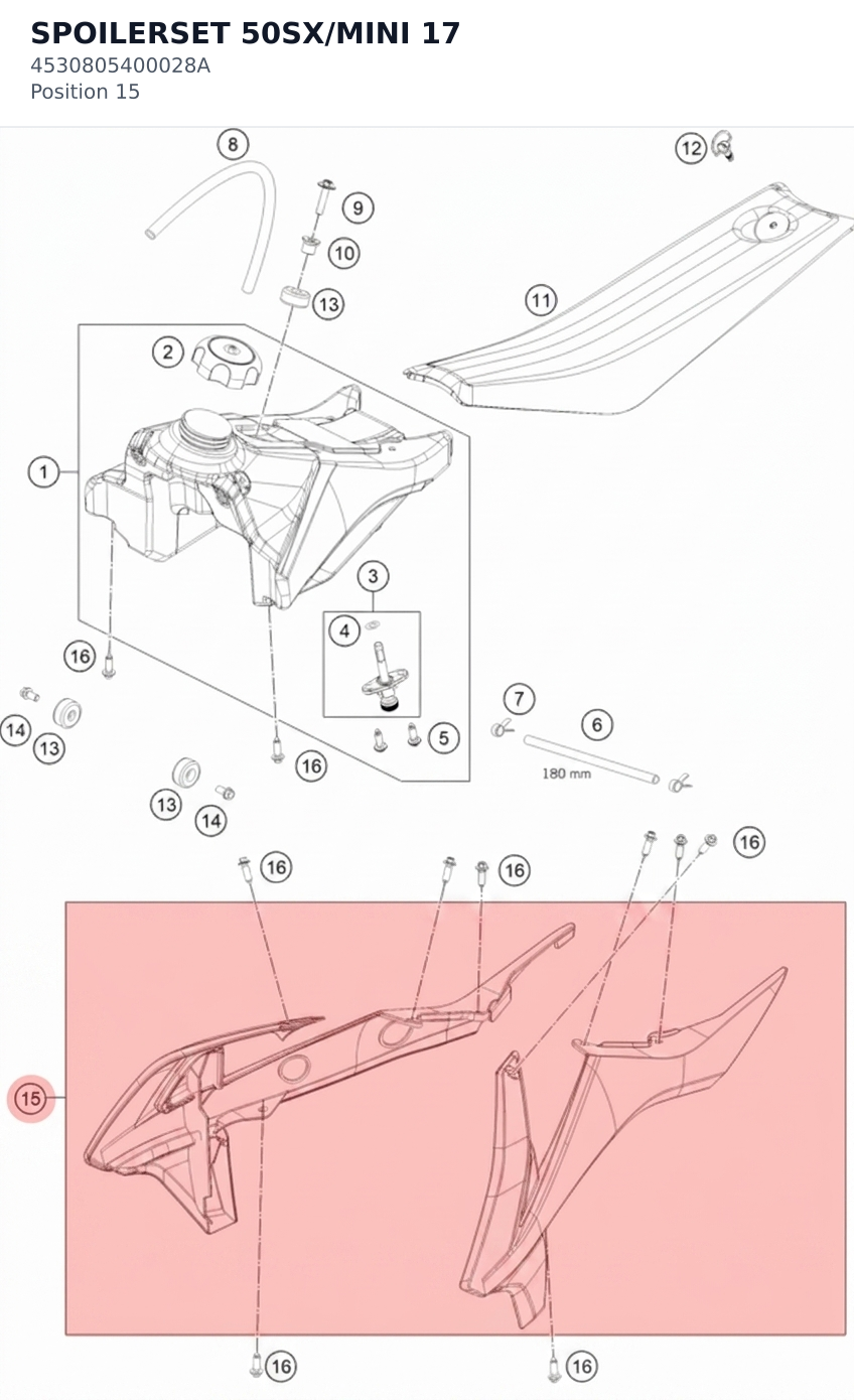 Diagram preview: SPOILERSET 50SX/MINI 17 (4530805400028A)
