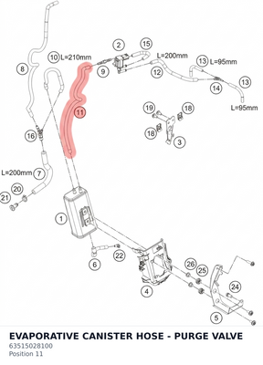 Diagram preview: EVAPORATIVE CANISTER HOSE - PURGE VALVE (63515028100)