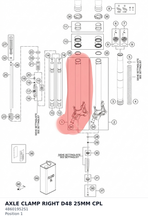 Diagram preview: AXLE CLAMP RIGHT D48 25MM CPL (48601952S1)