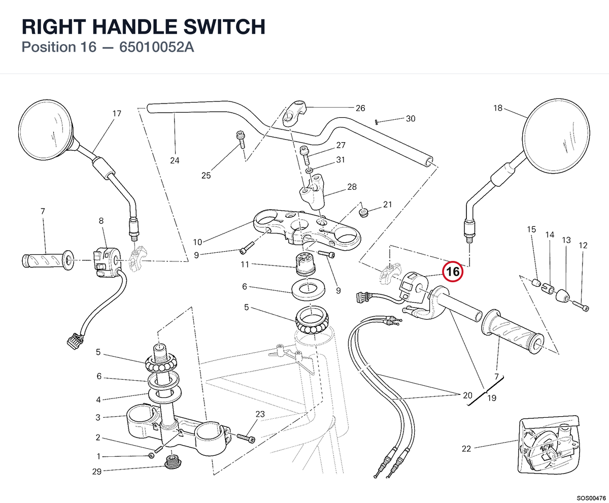 RIGHT HANDLE SWITCH 65010052A diagram position