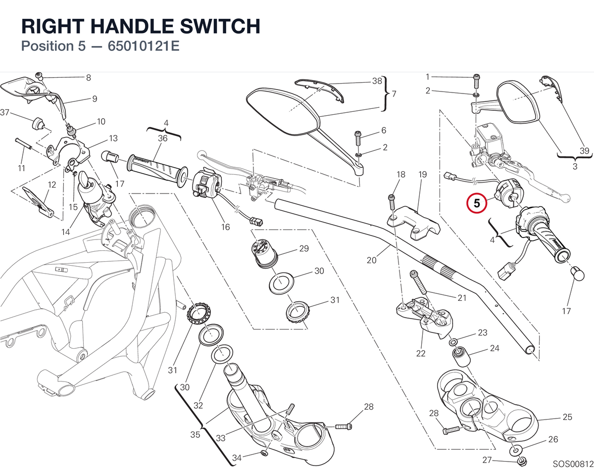 RIGHT HANDLE SWITCH 65010121E diagram position
