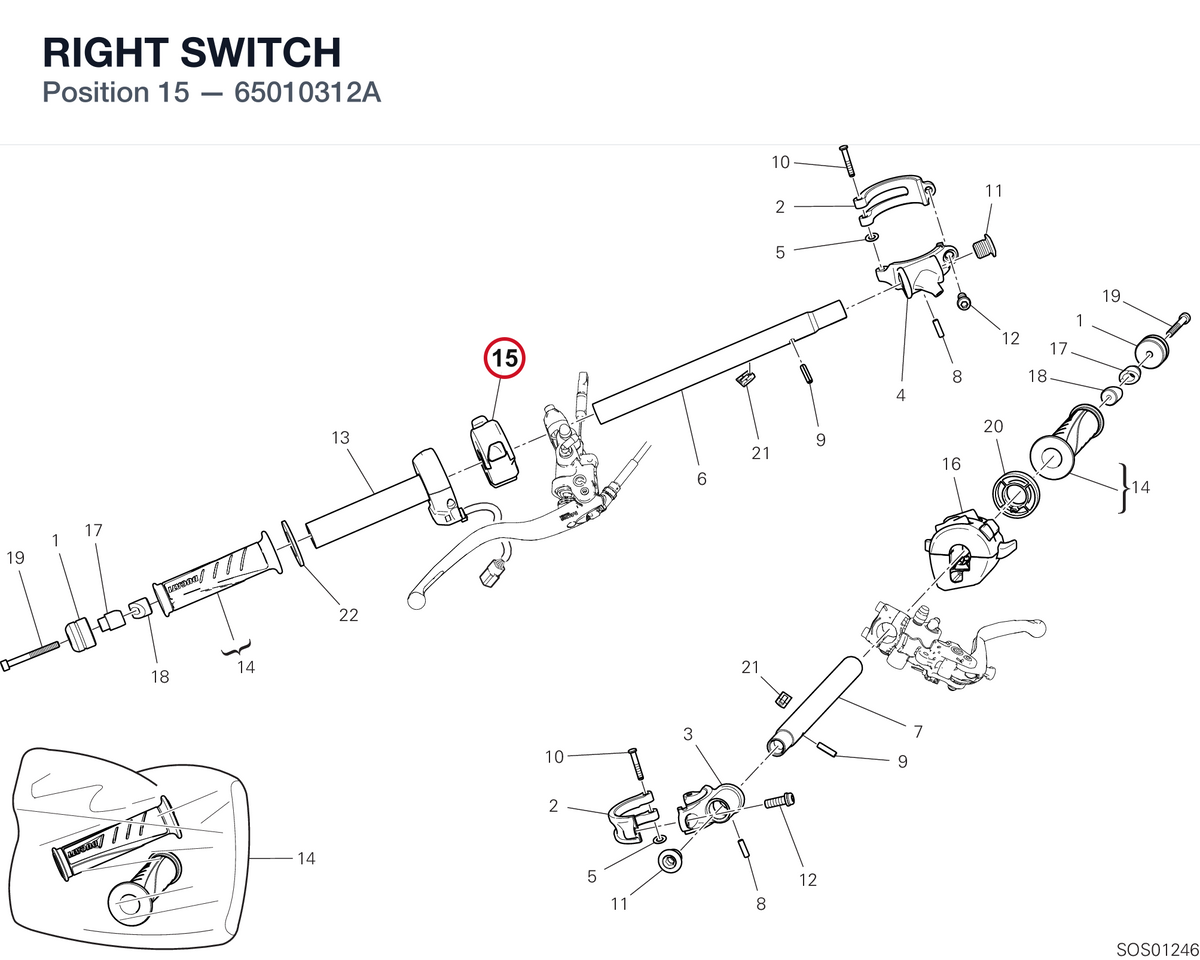 RIGHT SWITCH 65010312A diagram position
