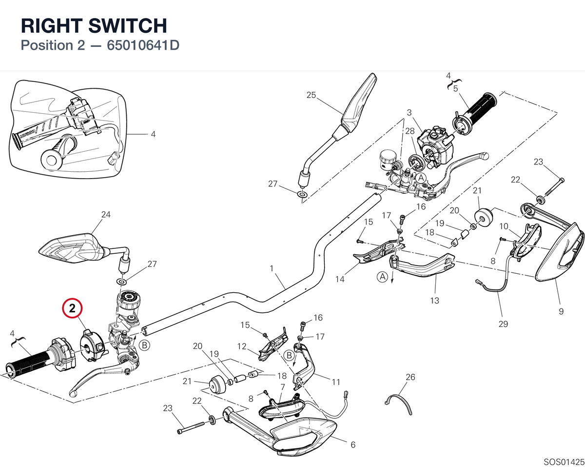 RIGHT SWITCH 65010641D diagram position