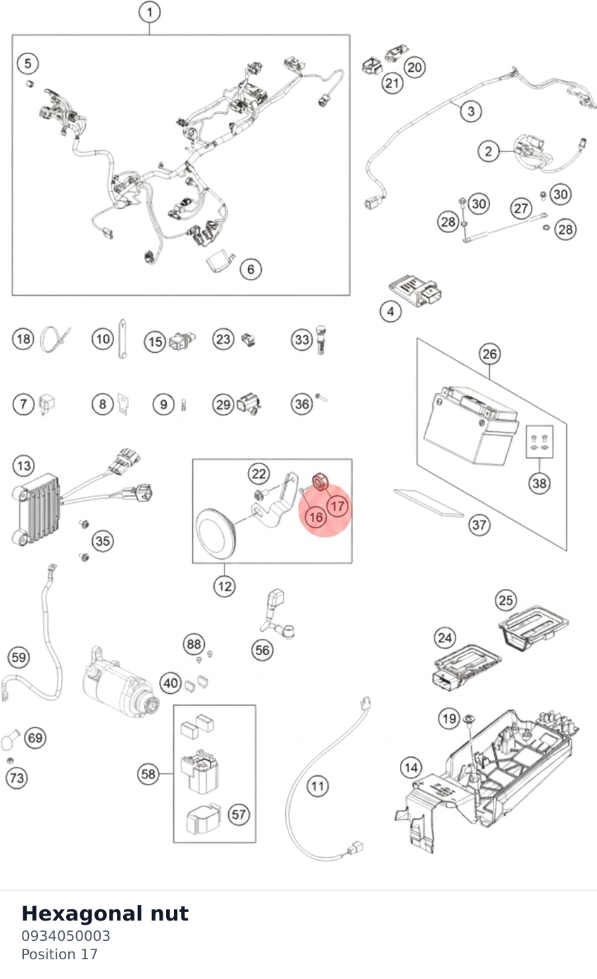 Diagram preview: Hexagonal nut (0934050003)