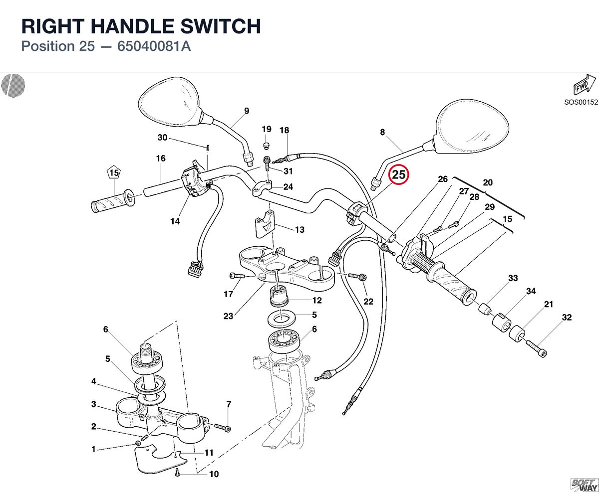 RIGHT HANDLE SWITCH 65040081A diagram position