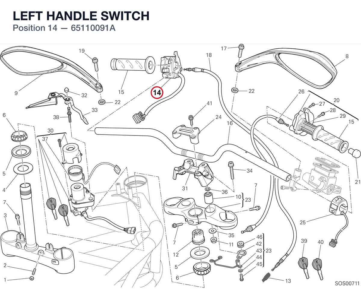 LEFT HANDLE SWITCH 65110091A diagram position