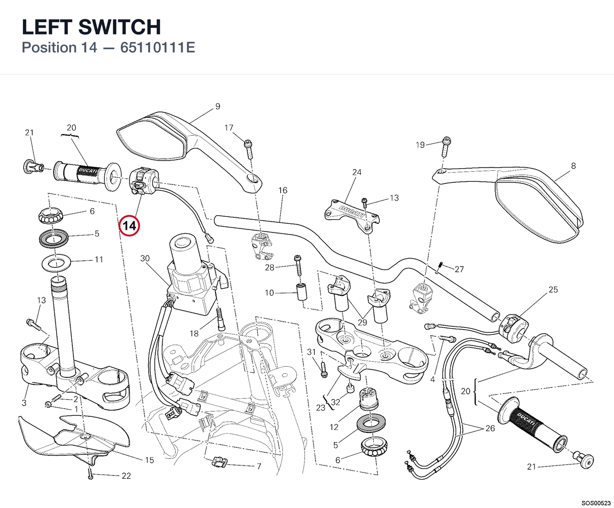 LEFT SWITCH 65110111E diagram position