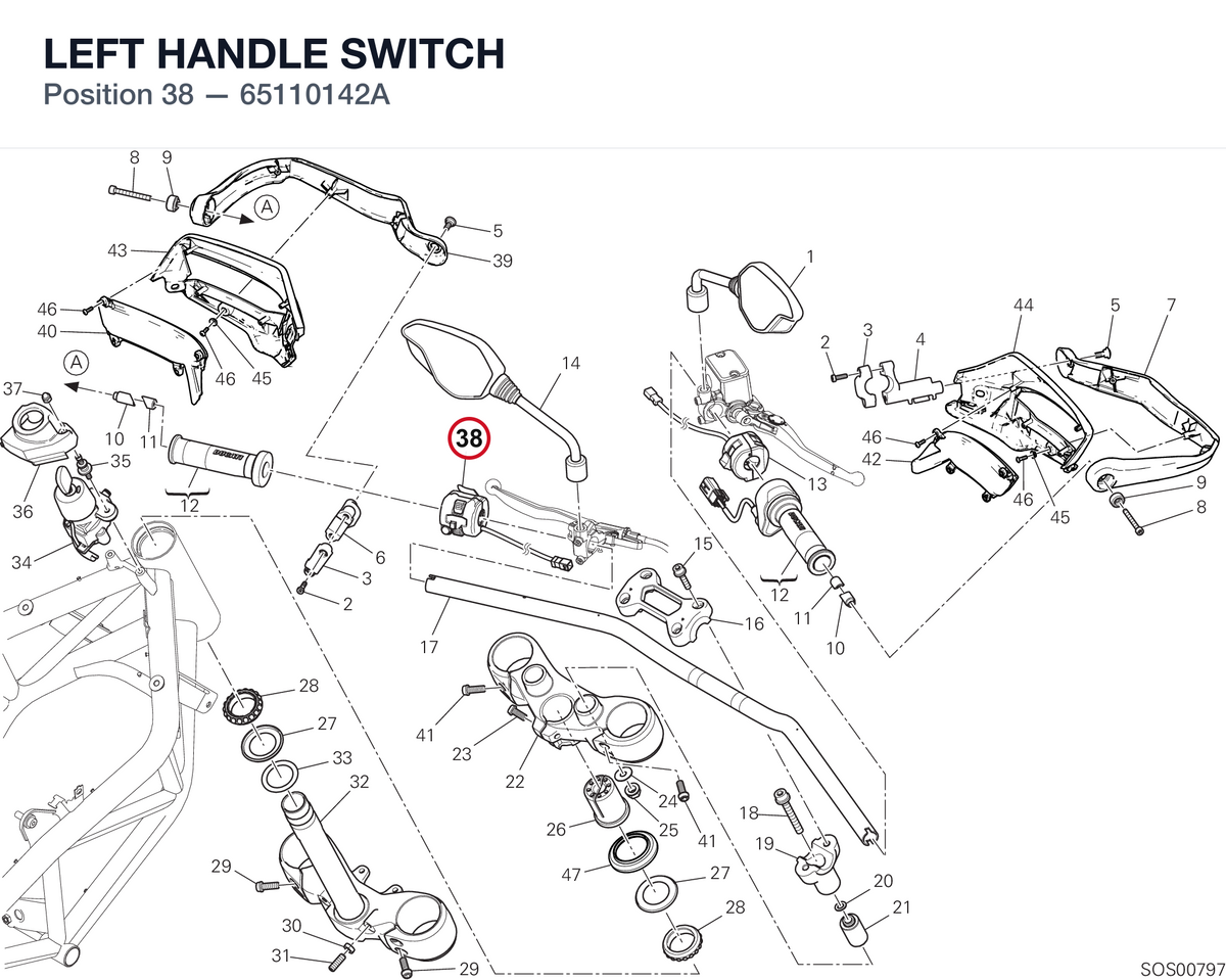 LEFT HANDLE SWITCH 65110142A diagram position