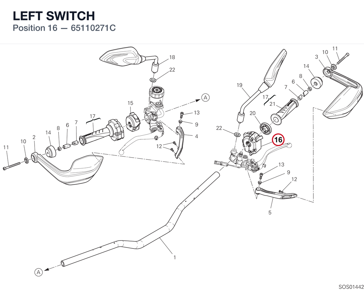 LEFT SWITCH 65110271C diagram position