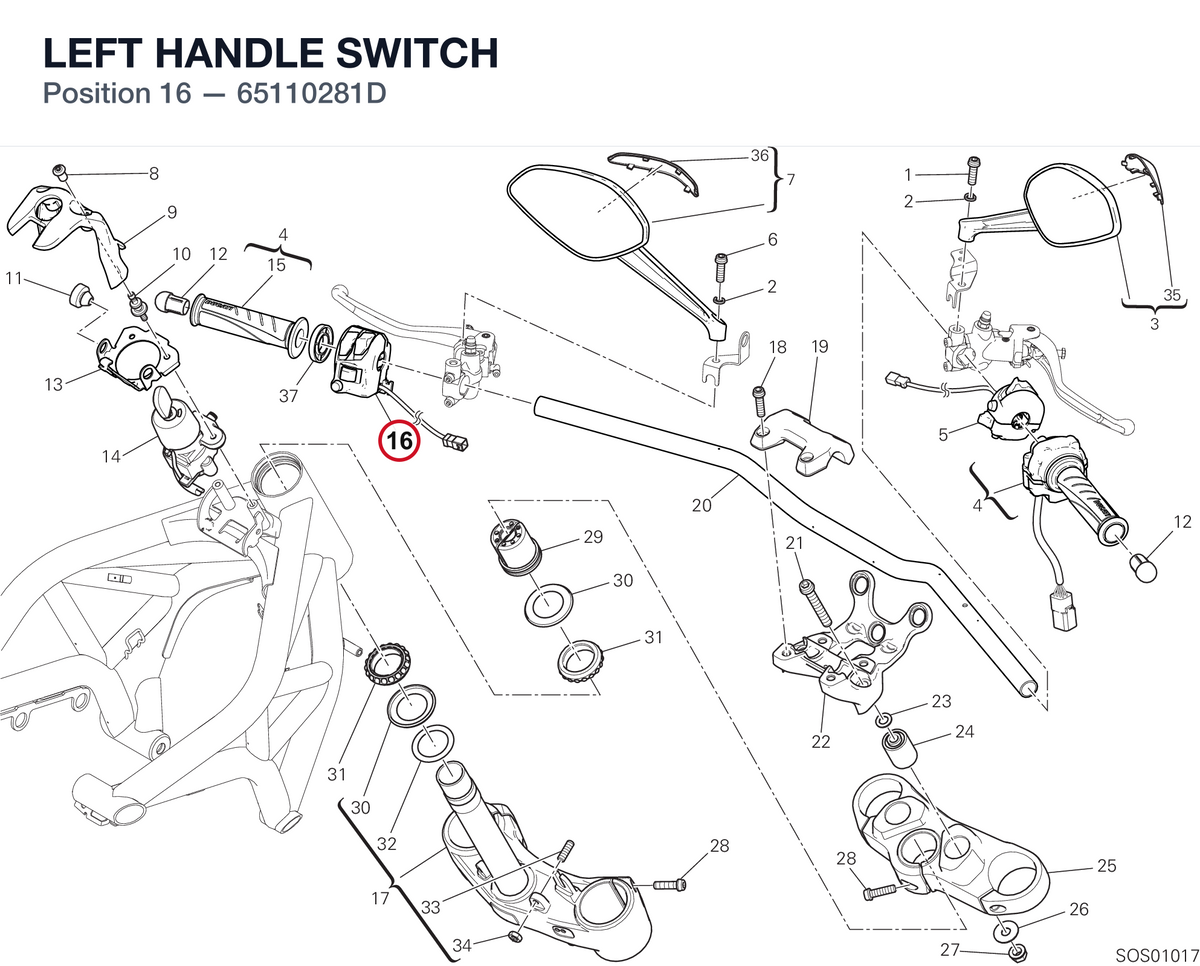 LEFT HANDLE SWITCH 65110281D diagram position
