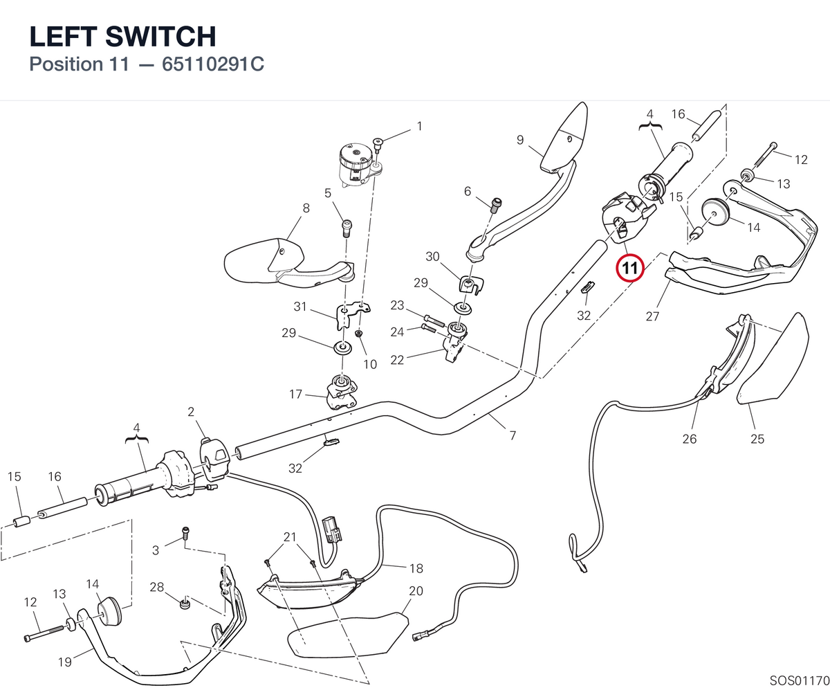 LEFT SWITCH 65110291C diagram position