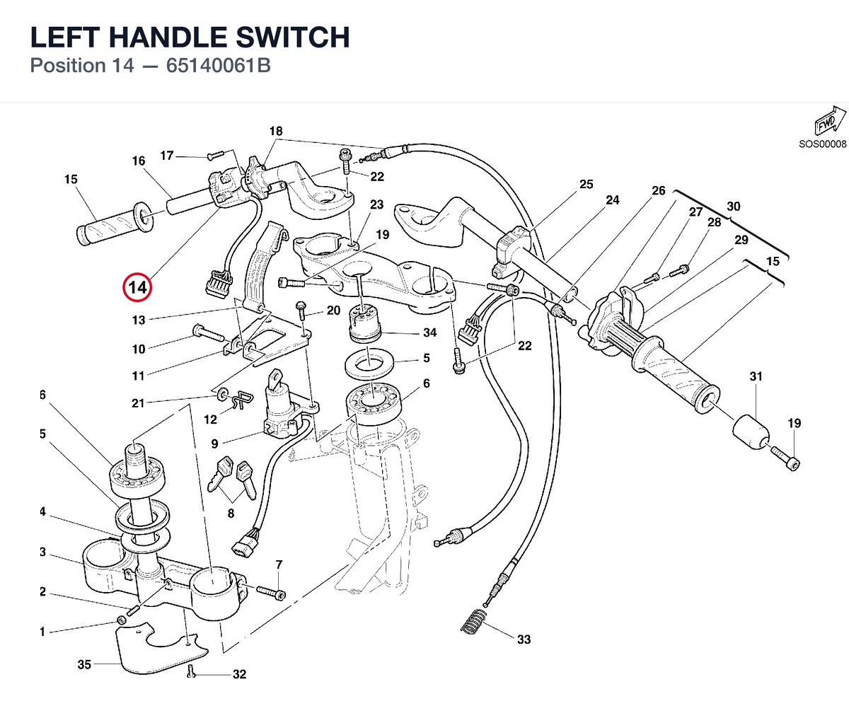 LEFT HANDLE SWITCH 65140061B diagram position
