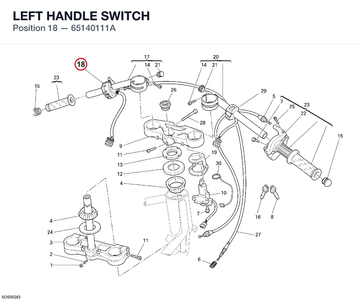 LEFT HANDLE SWITCH 65140111A diagram position