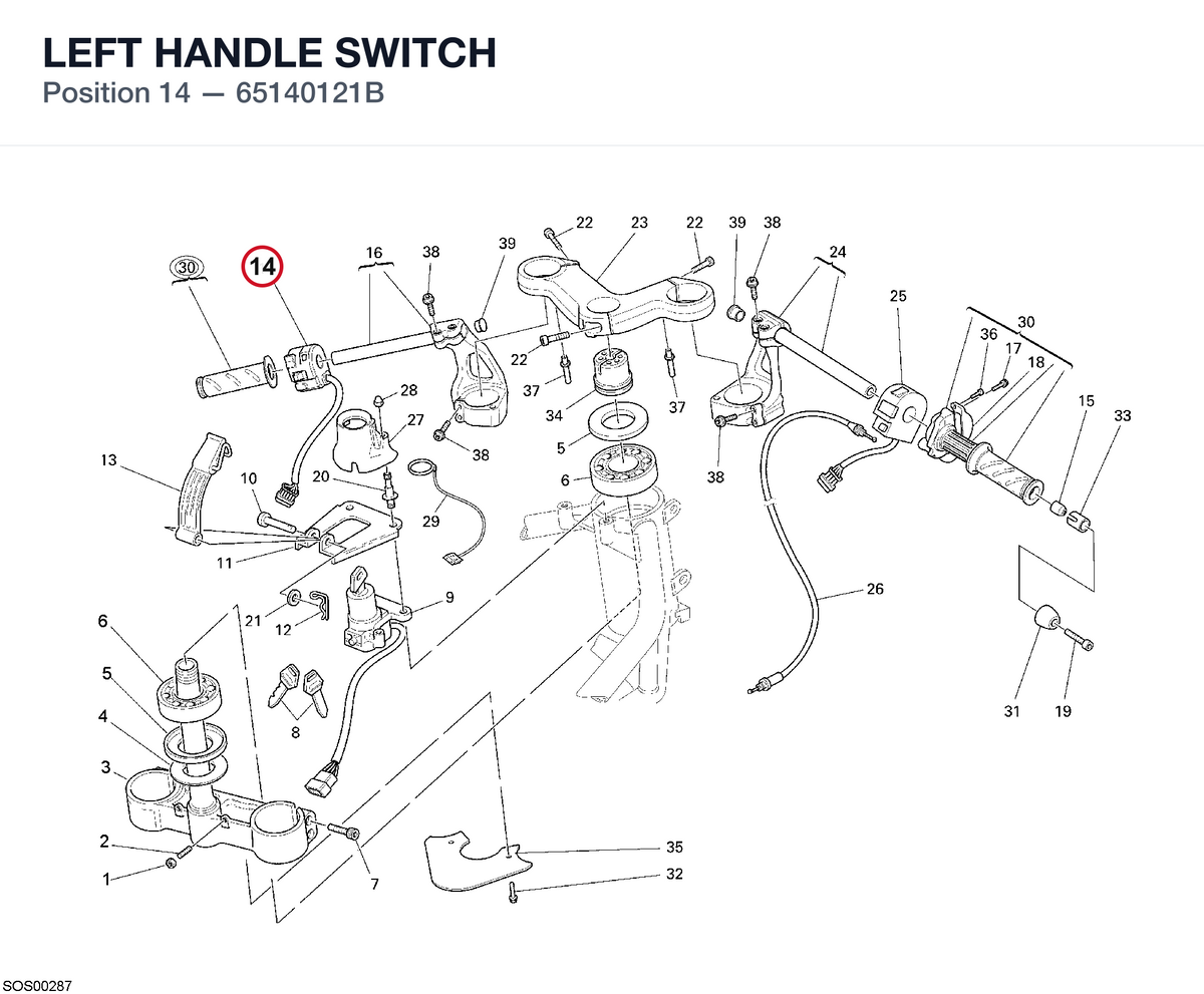 LEFT HANDLE SWITCH 65140121B diagram position