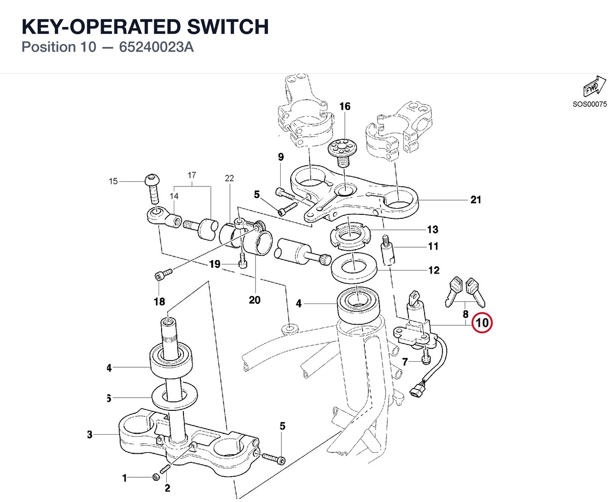 KEY-OPERATED SWITCH 65240023A diagram position