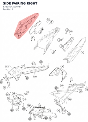 Diagram preview: SIDE FAIRING RIGHT (63508042000ABI)