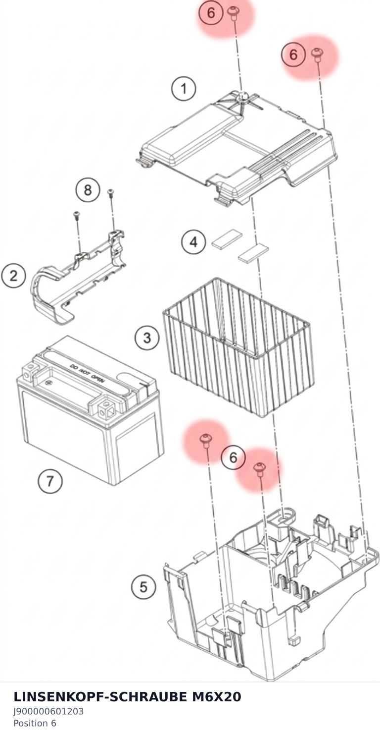 Diagram preview: LINSENKOPF-SCHRAUBE M6X20 (J900000601203)