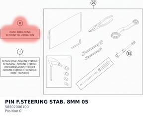 Diagram preview: PIN F.STEERING STAB. 8MM 05 (58502006100)