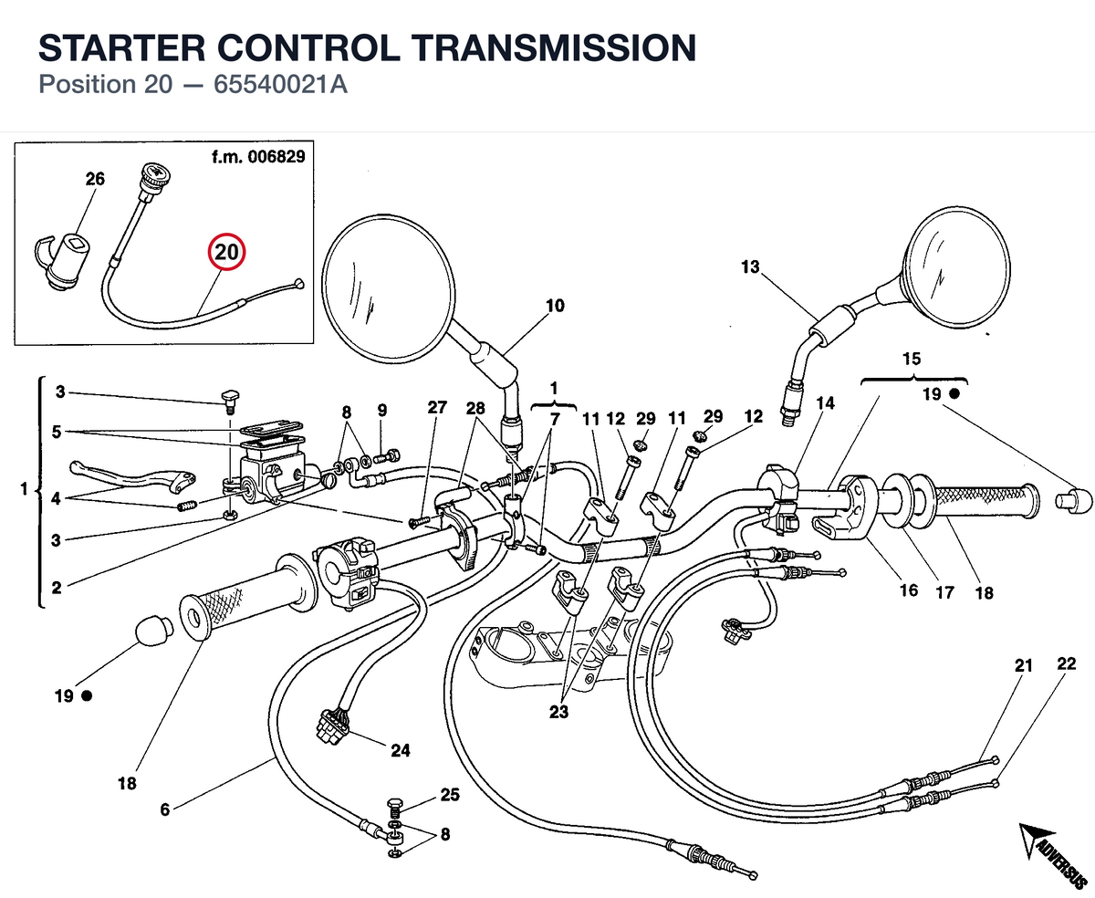 STARTER CONTROL TRANSMISSION 65540021A diagram position