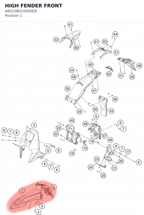 Diagram preview: HIGH FENDER FRONT (A60108010000EB)