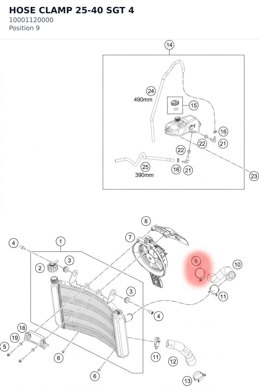Diagram preview: HOSE CLAMP 25-40 SGT 4 (10001120000)