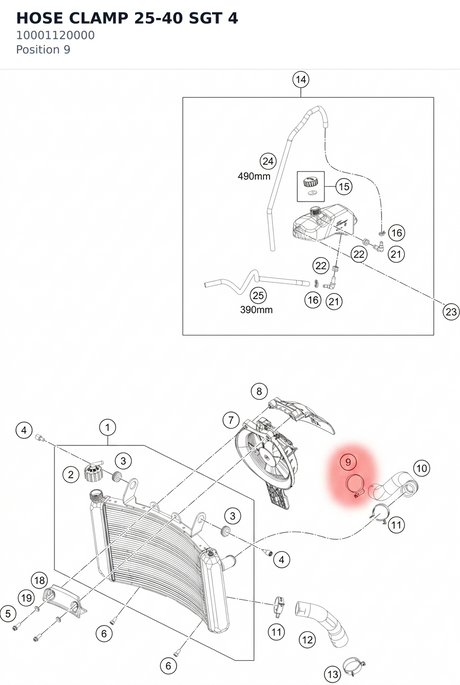 Diagram preview: HOSE CLAMP 25-40 SGT 4 (10001120000)