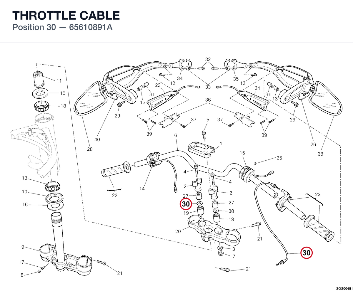 THROTTLE CABLE 65610891A diagram position