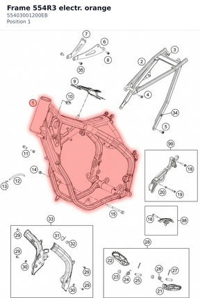 Diagram preview: Frame   554R3   electr. orange (55403001200EB)