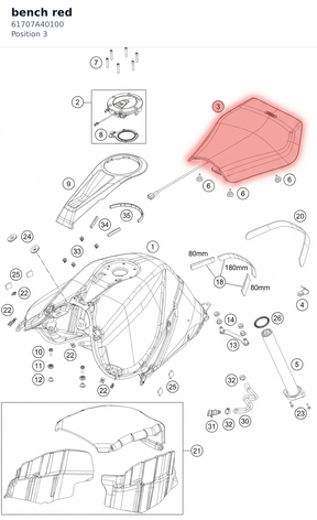 Diagram preview: bench red (61707A40100)