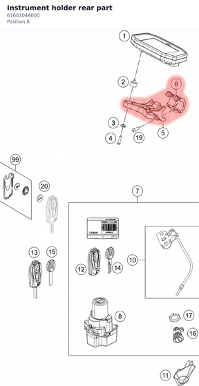 Diagram preview: Instrument holder rear part (61601044000)