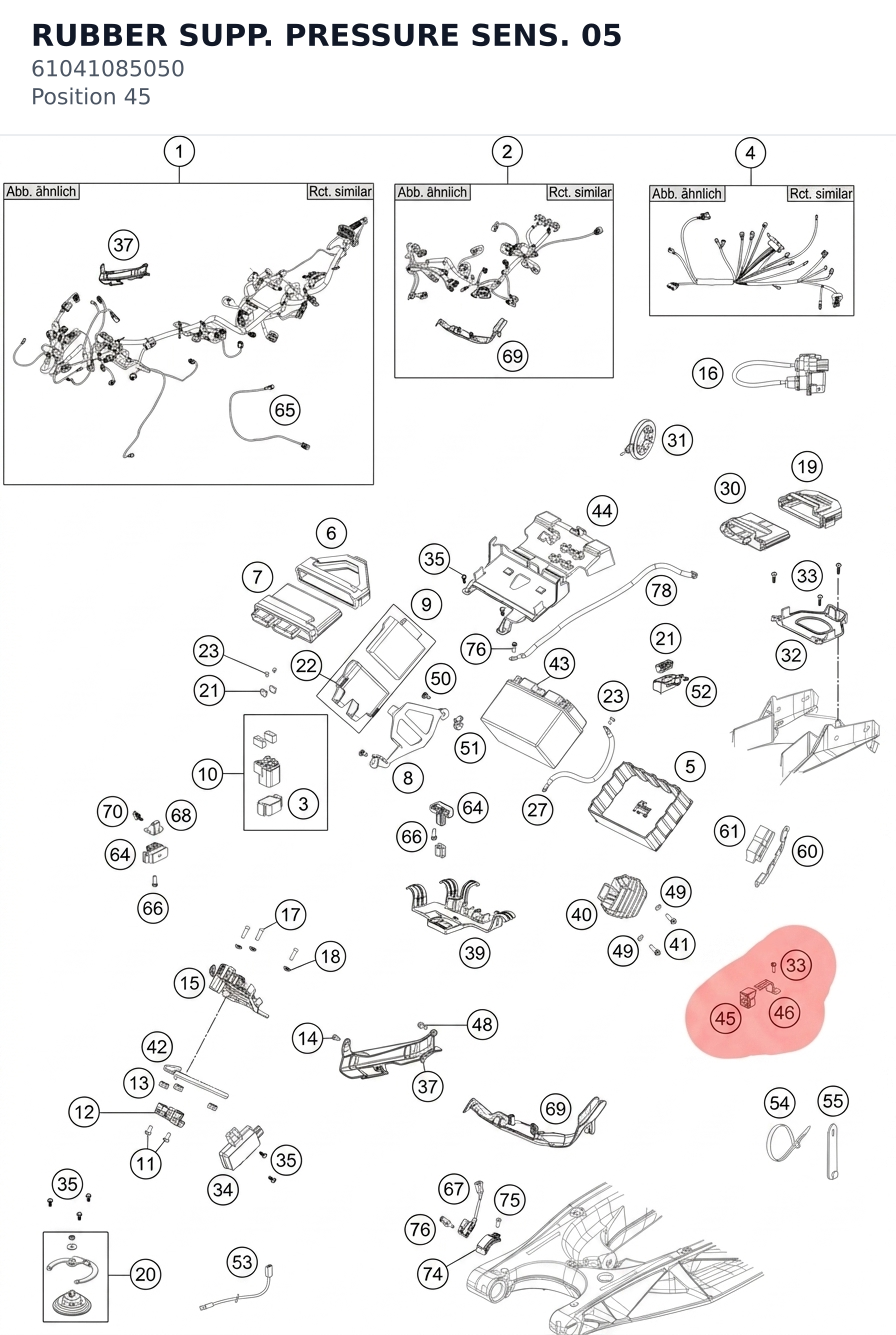 Diagram preview: RUBBER SUPP. PRESSURE SENS. 05 (61041085050)
