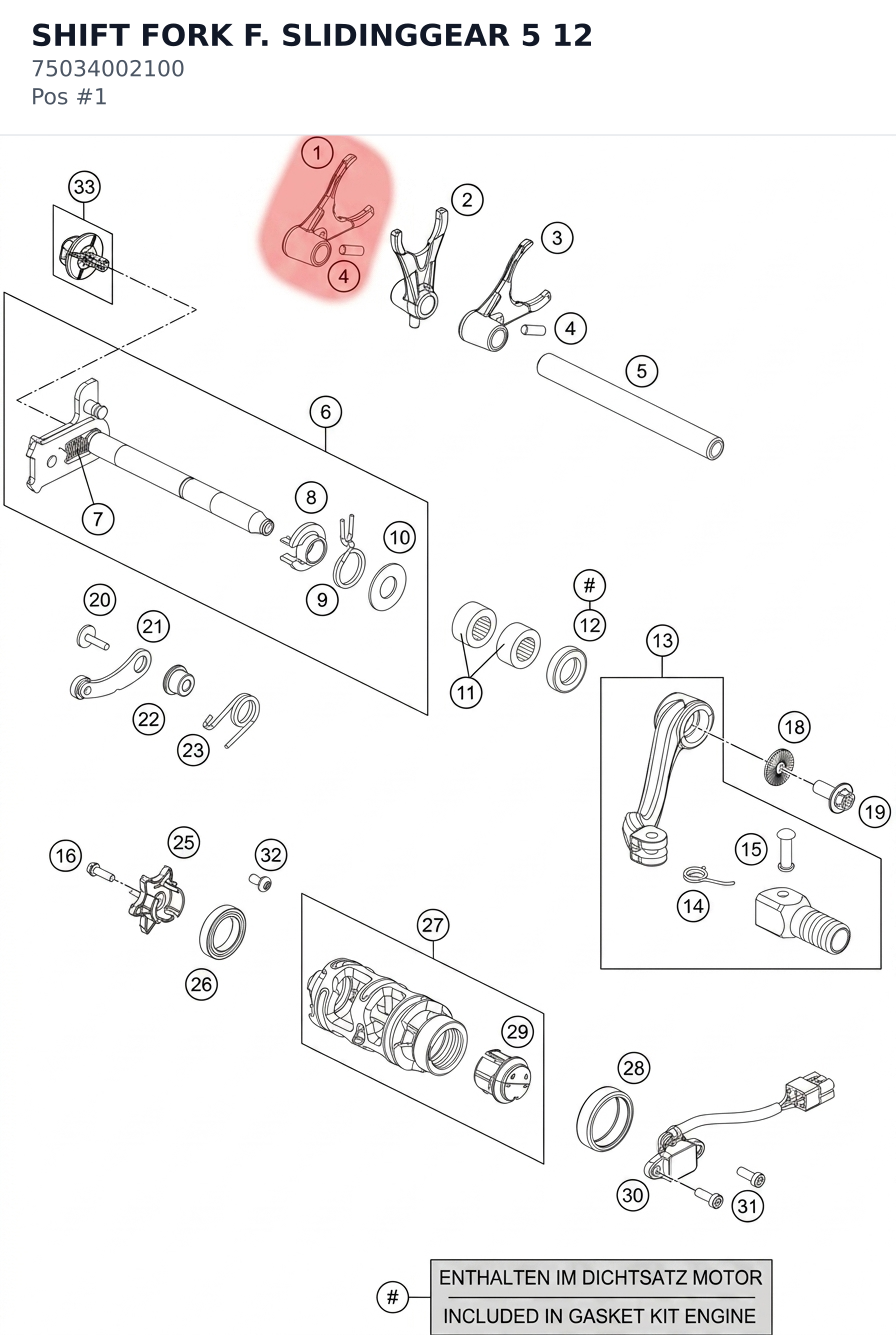 Diagram preview: SHIFT FORK F. SLIDINGGEAR 5 12 (75034002100)