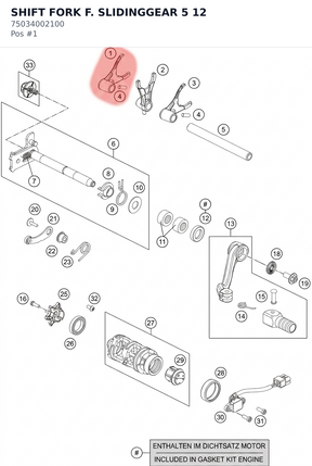 Diagram preview: SHIFT FORK F. SLIDINGGEAR 5 12 (75034002100)