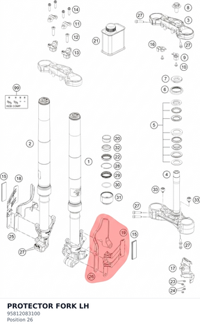 Diagram preview: PROTECTOR FORK LH (95812083100)