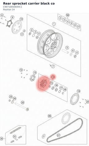 Diagram preview: Rear sprocket carrier black co (C90710050044C1)