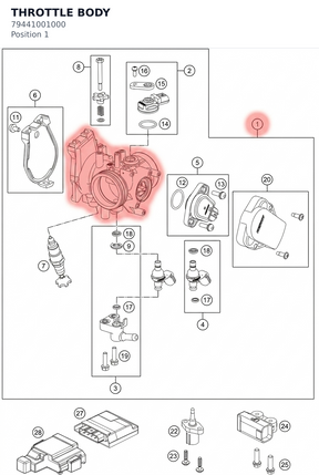 Diagram preview: THROTTLE BODY (79441001000)