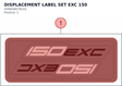Diagram preview: DISPLACEMENT LABEL SET EXC 150 (A49008078101)