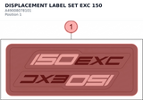 Diagram preview: DISPLACEMENT LABEL SET EXC 150 (A49008078101)