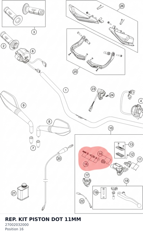 Diagram preview: REP. KIT PISTON DOT 11MM (27002032000)