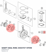 Diagram preview: SHAFT SEAL RING 35X47X7 VITON (0760354774)