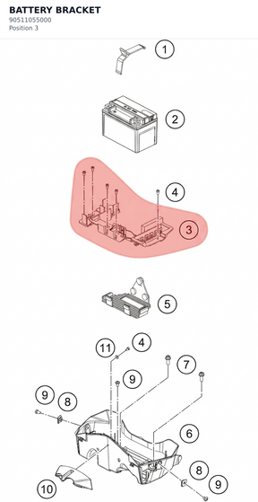 Diagram preview: BATTERY BRACKET (90511055000)