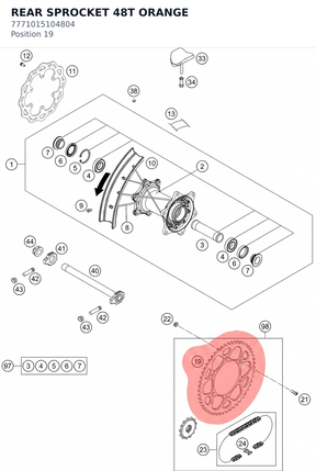 Diagram preview: REAR SPROCKET 48T ORANGE (7771015104804)