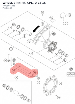 Diagram preview: WHEEL SPIN.FR. CPL. D 22    15 (77709081033)