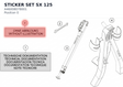 Diagram preview: STICKER SET SX 125 (A46008078001)