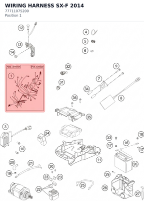 Diagram preview: WIRING HARNESS SX-F       2014 (77711075200)